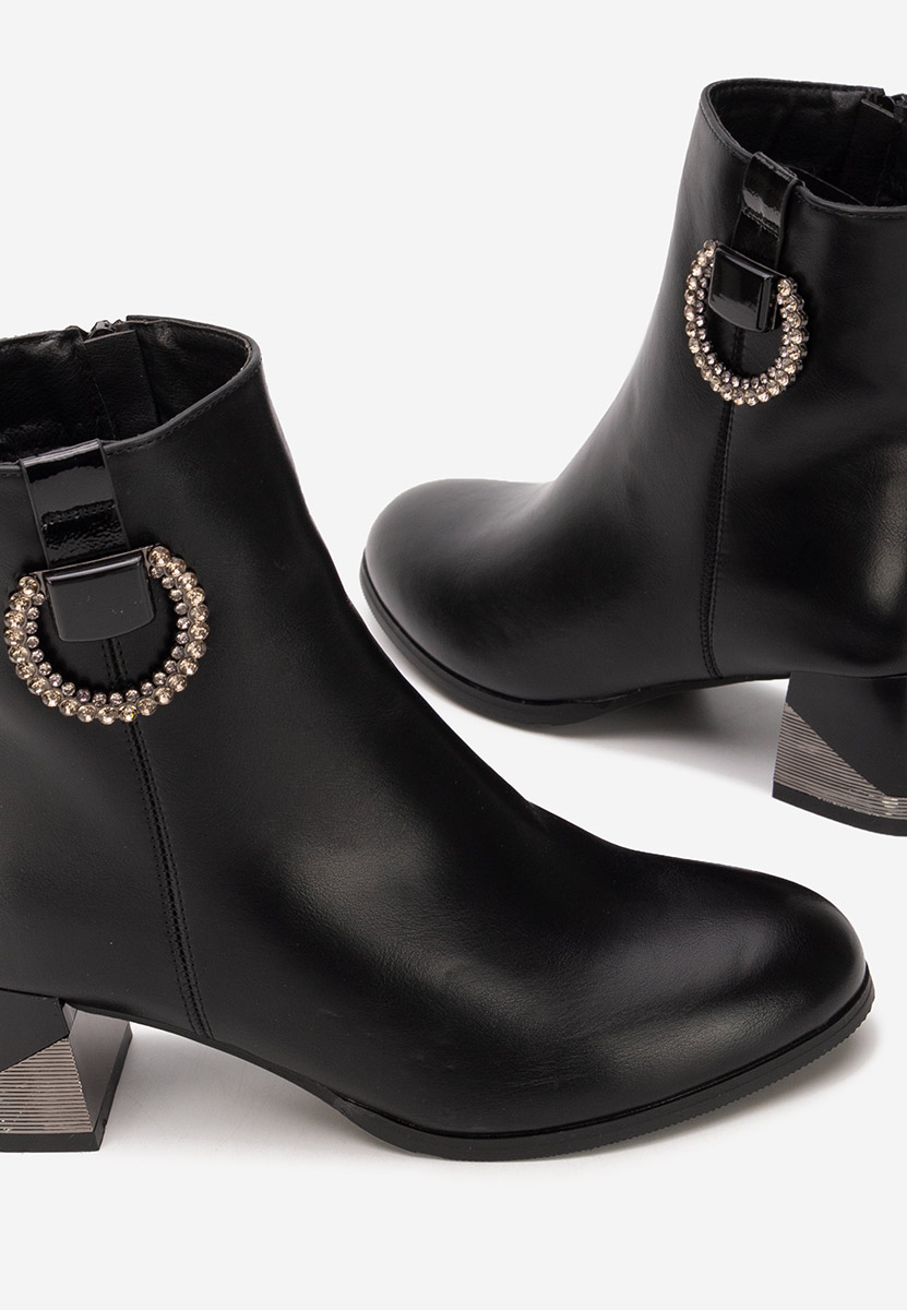 Botine cu toc gros Lorivara negre