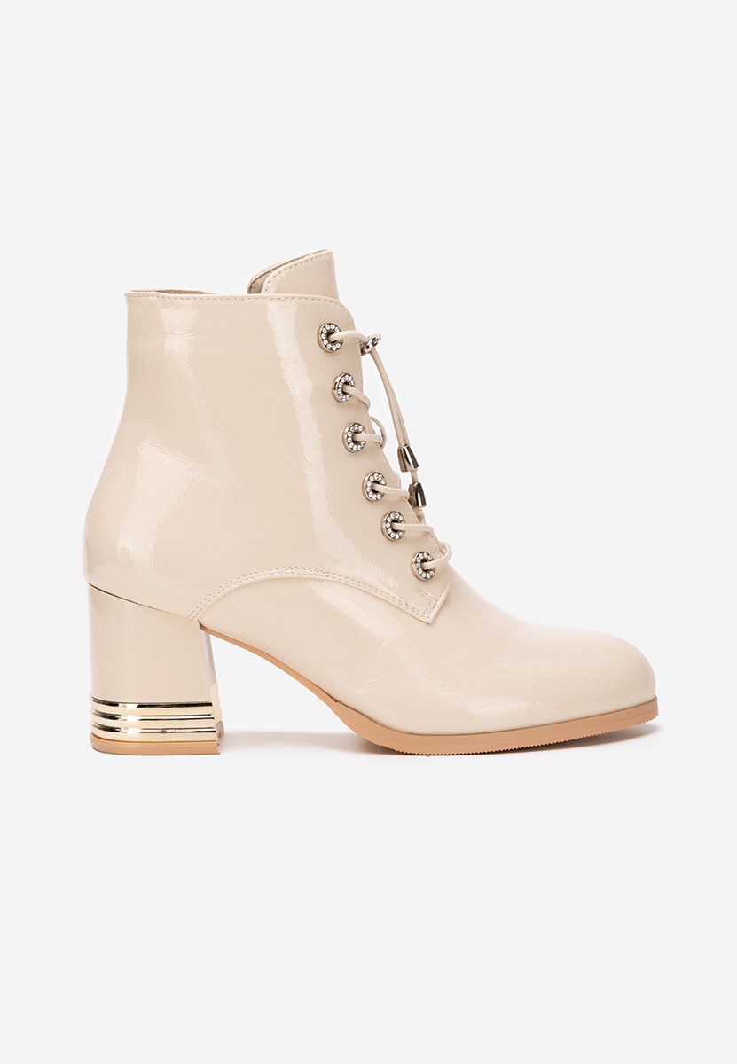 Botine cu toc gros Takina bej