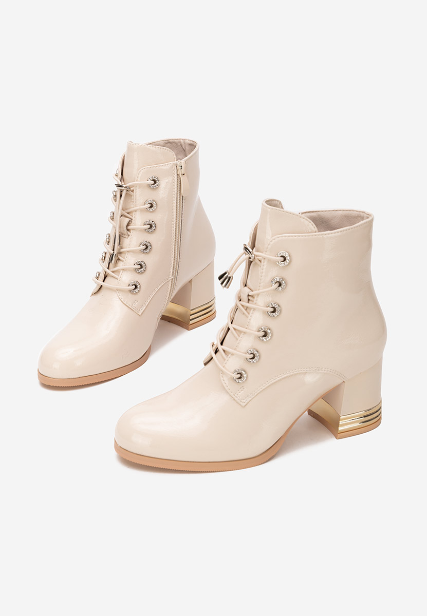 Botine cu toc gros Takina bej