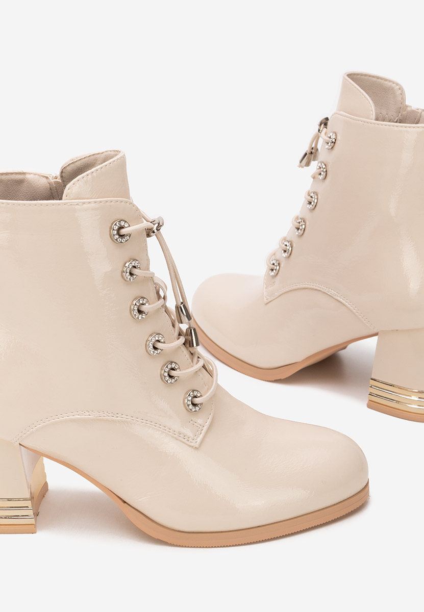 Botine cu toc gros Takina bej