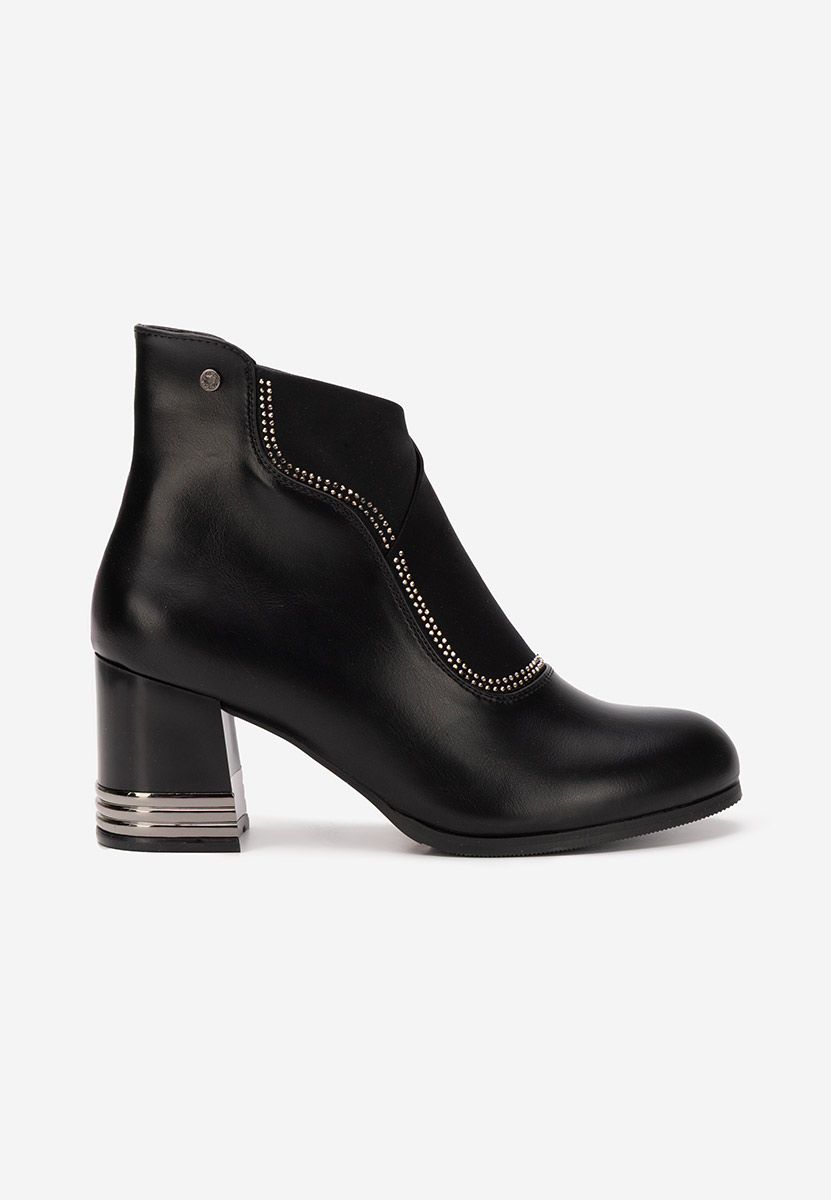 Botine cu toc gros Mirtha V2 negre