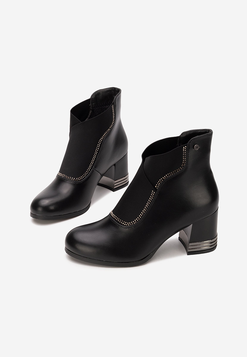 Botine cu toc gros Mirtha V2 negre