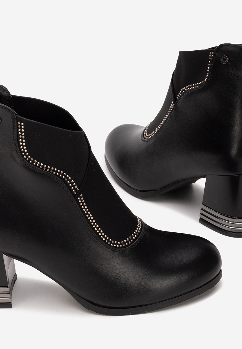 Botine cu toc gros Mirtha V2 negre