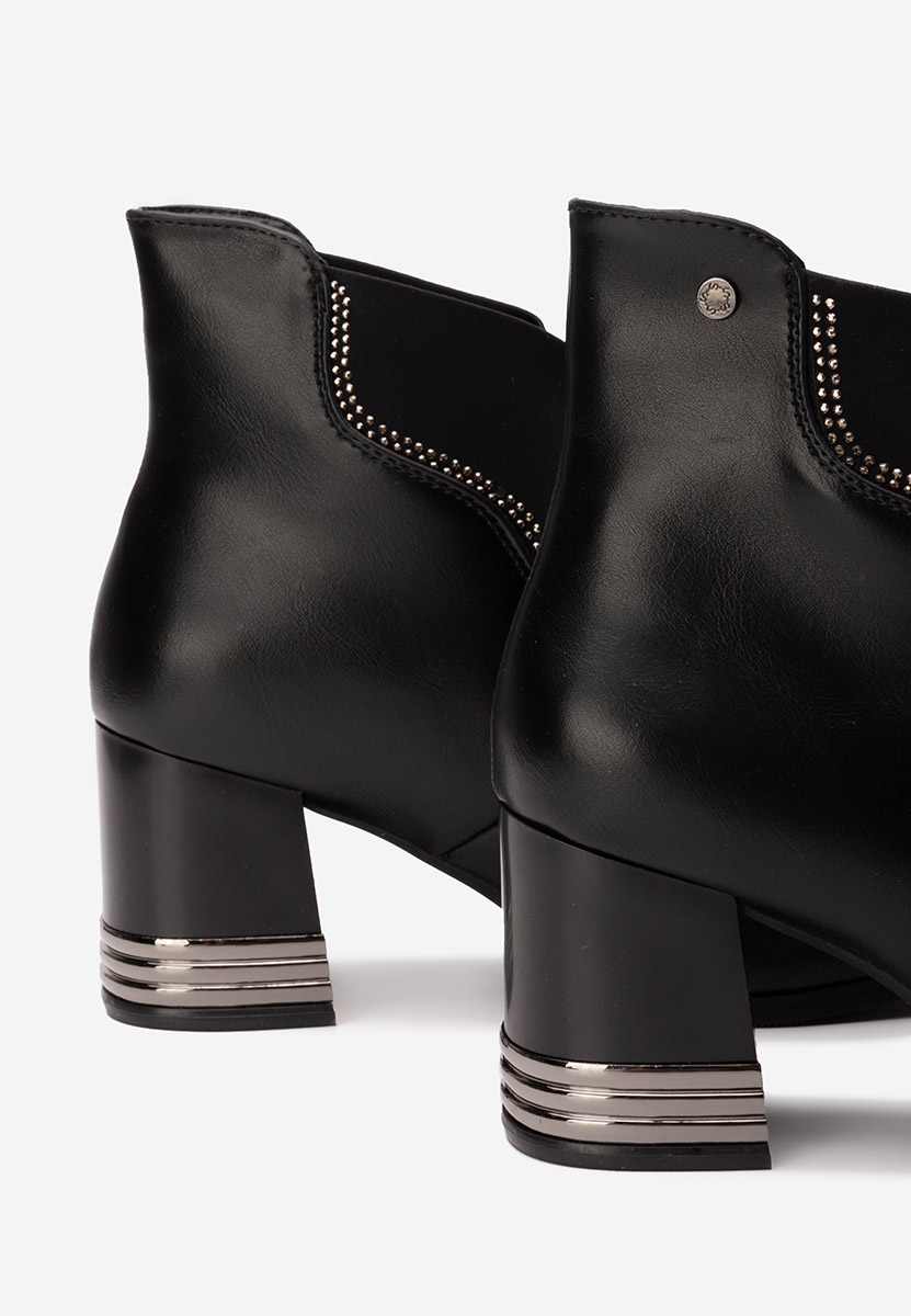 Botine cu toc gros Mirtha V2 negre