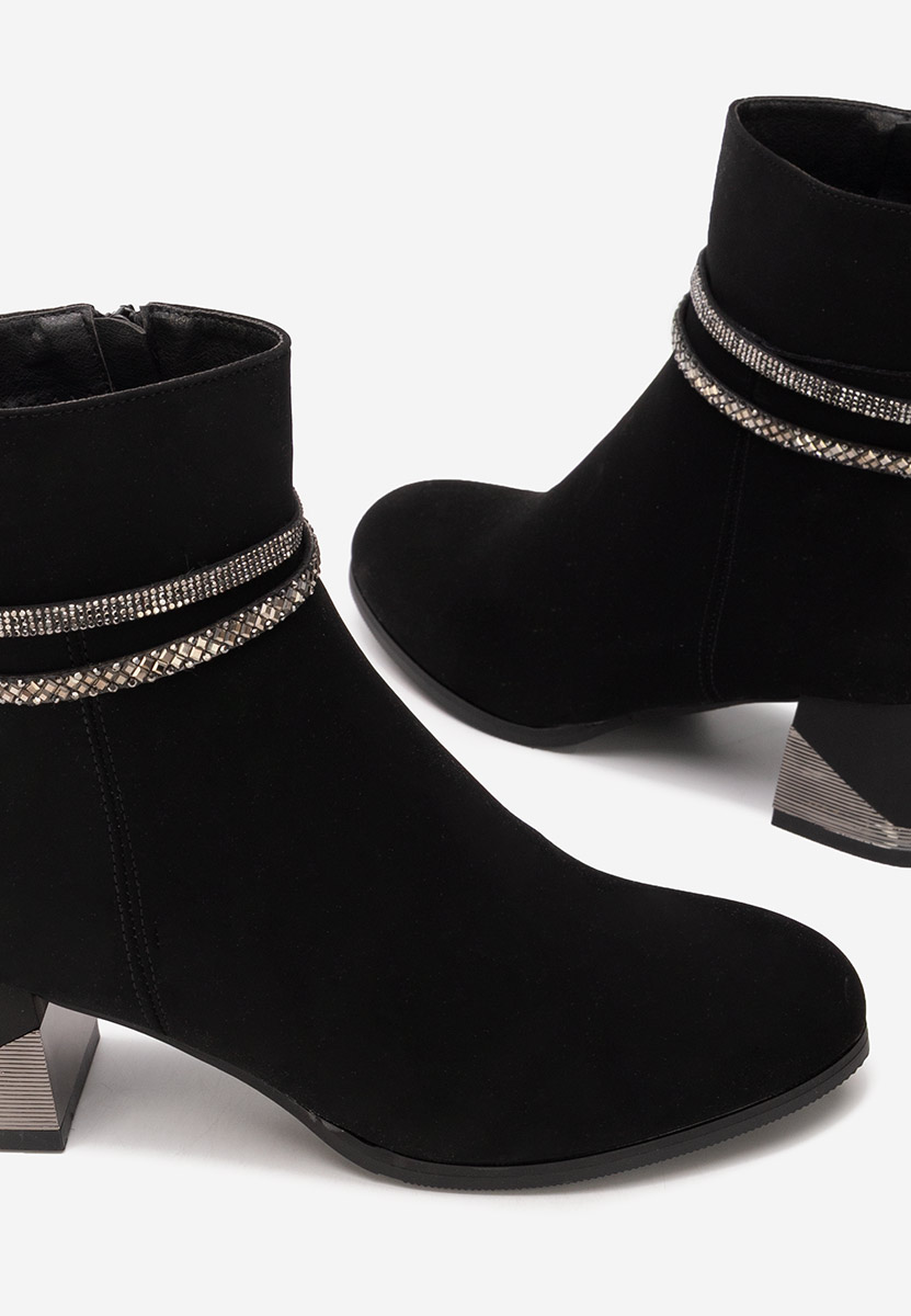 Botine cu toc gros Floravia negre