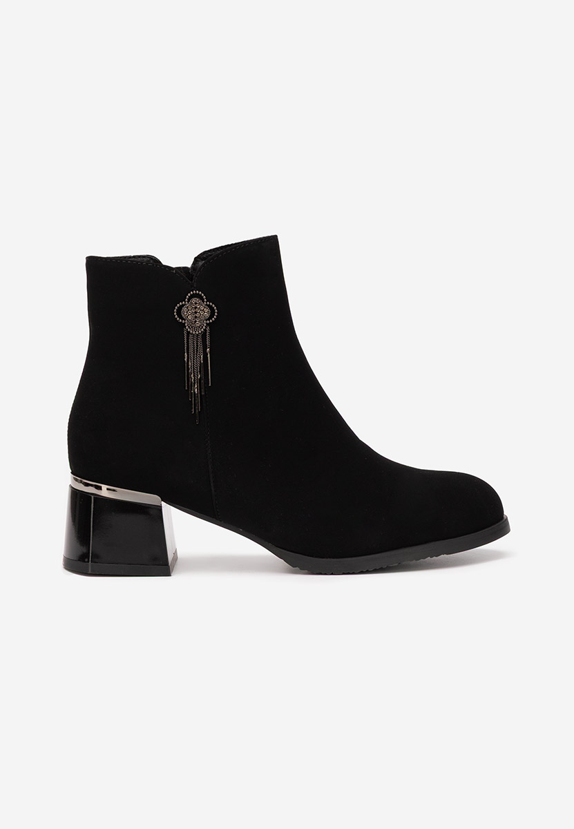 Botine cu toc gros Neliora negre