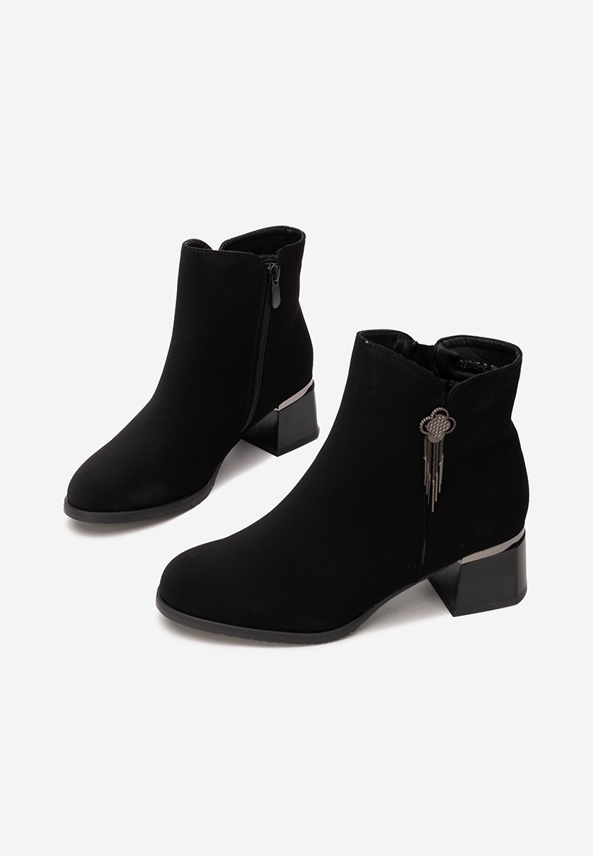 Botine cu toc gros Neliora negre