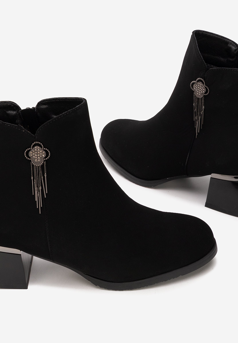 Botine cu toc gros Neliora negre