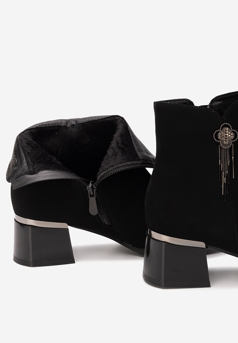 Botine cu toc gros Neliora negre