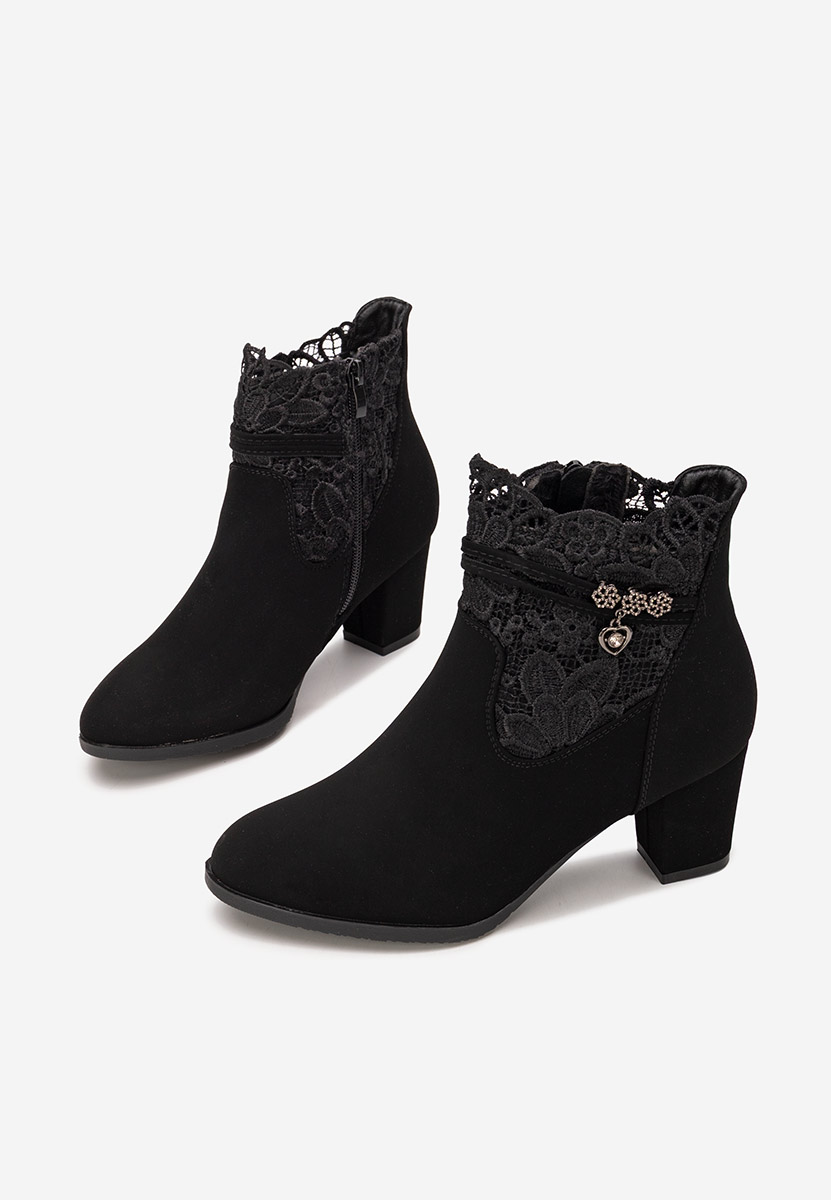 Botine cu toc gros Corava negre