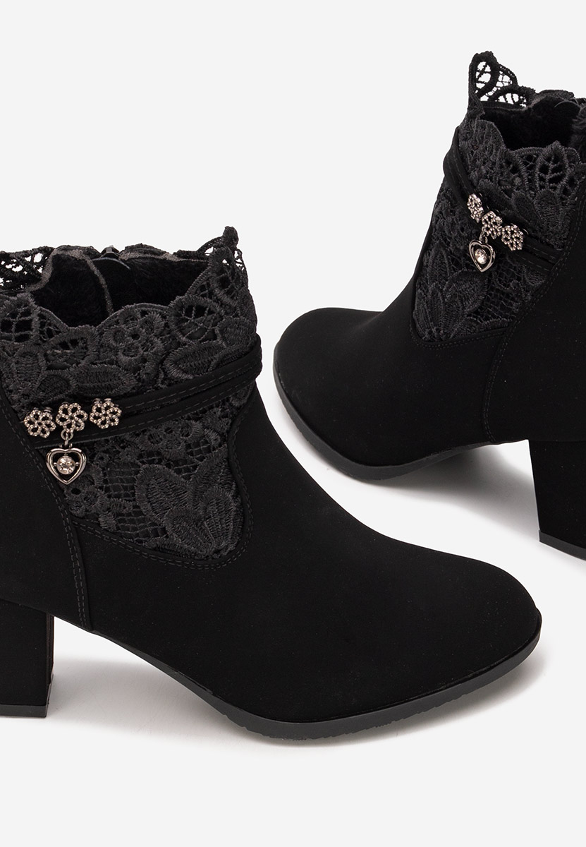 Botine cu toc gros Corava negre
