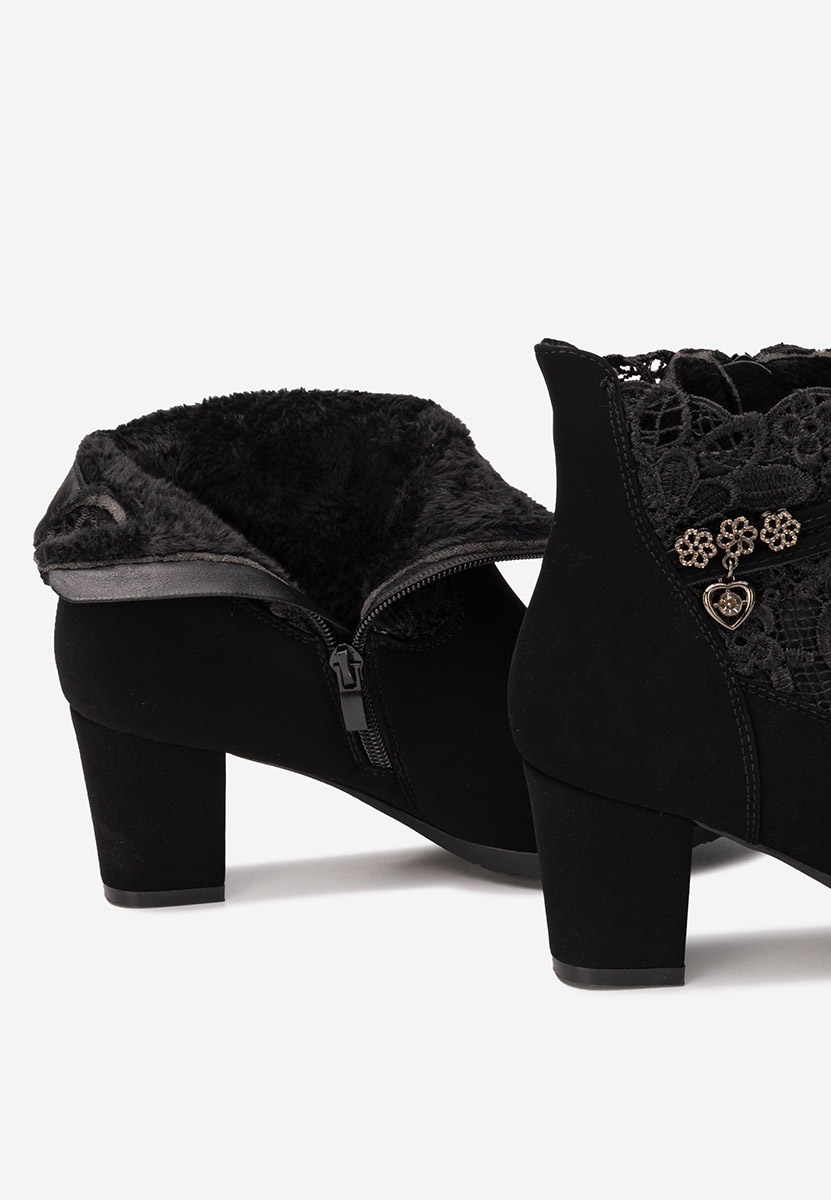 Botine cu toc gros Corava negre