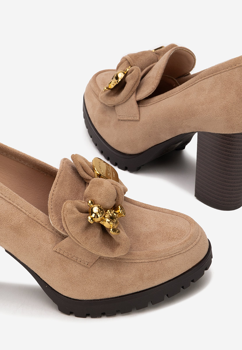 Pantofi cu toc gros Issia bej