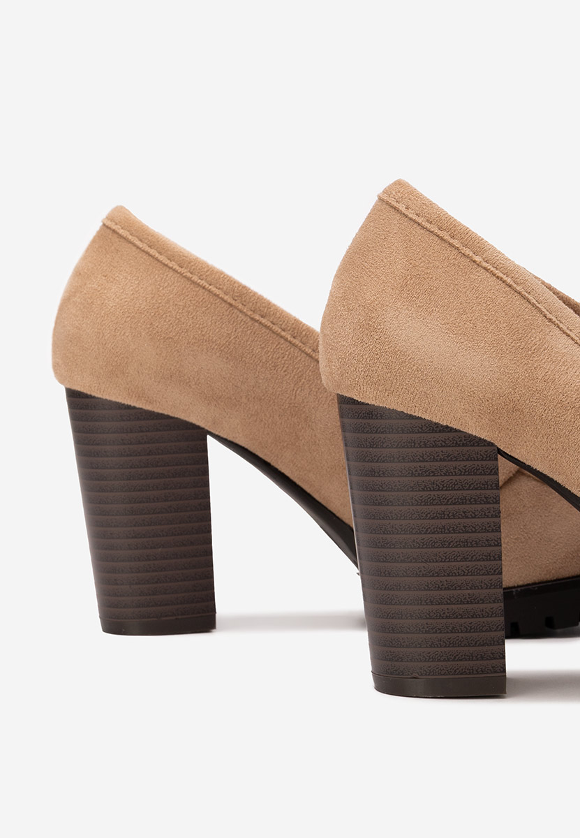 Pantofi cu toc gros Issia bej