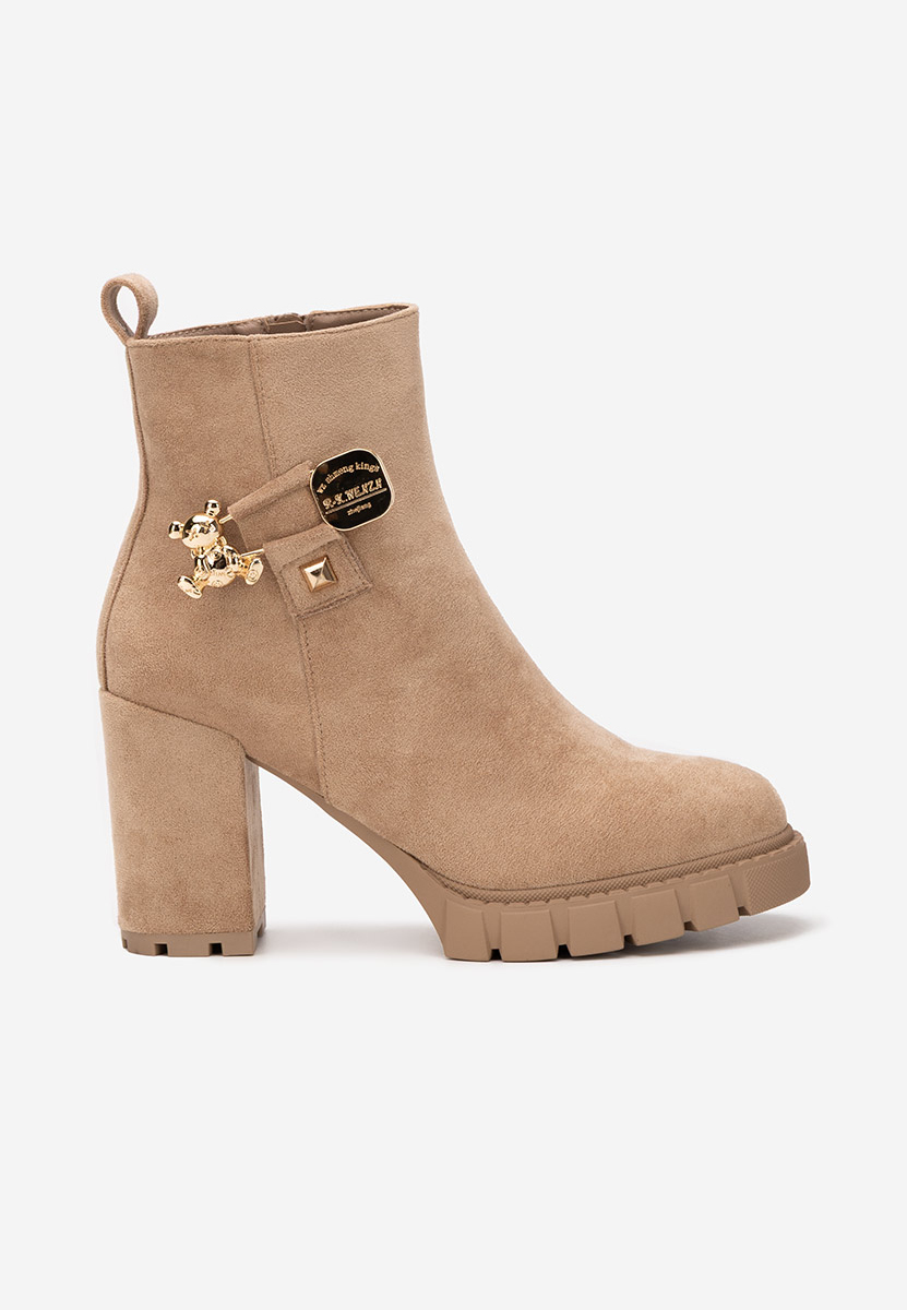 Botine cu toc gros Karrena kaki