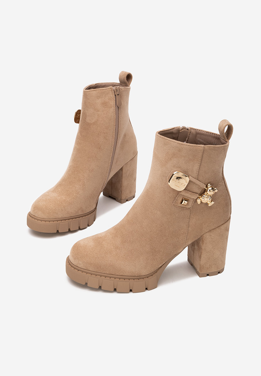 Botine cu toc gros Karrena kaki