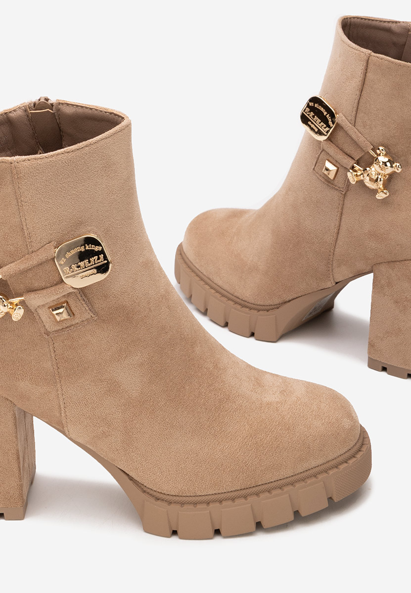 Botine cu toc gros Karrena kaki