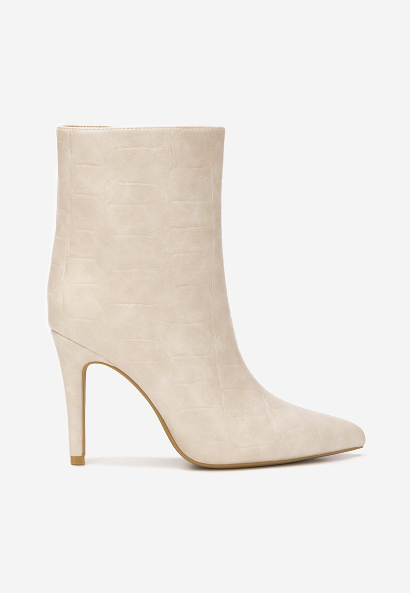 Botine cu toc subtire Selvaris bej