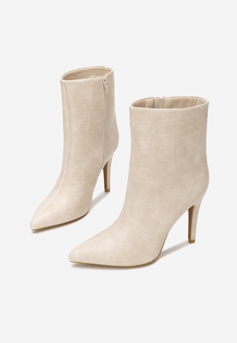 Botine cu toc subtire Selvaris bej