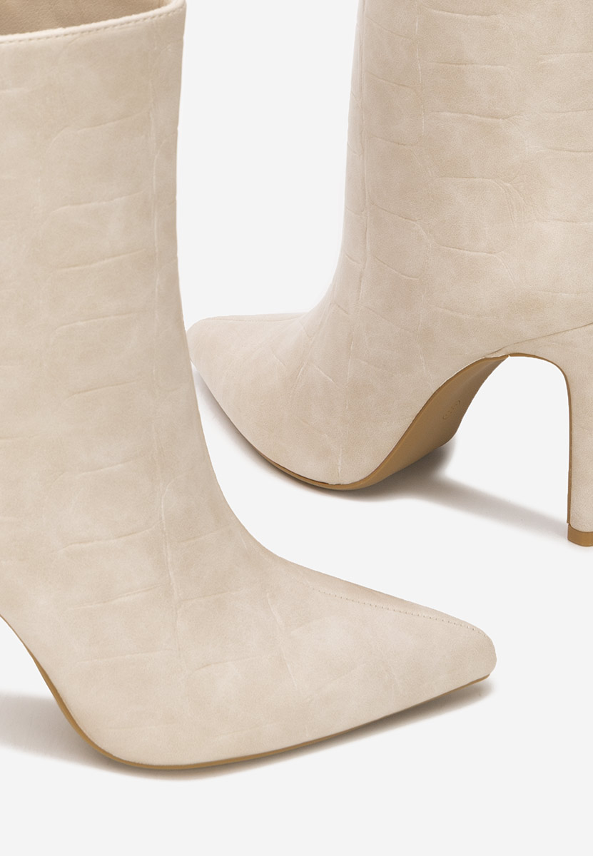 Botine cu toc subtire Selvaris bej
