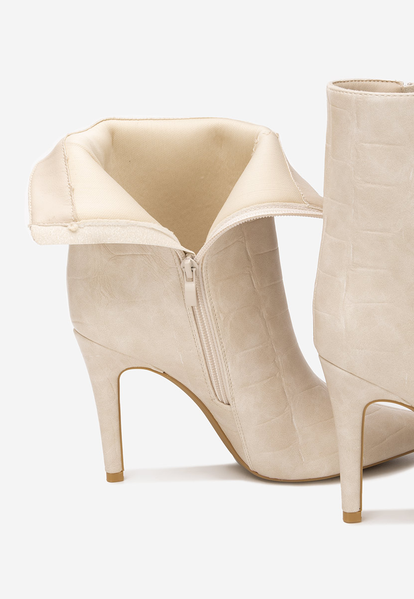 Botine cu toc subtire Selvaris bej