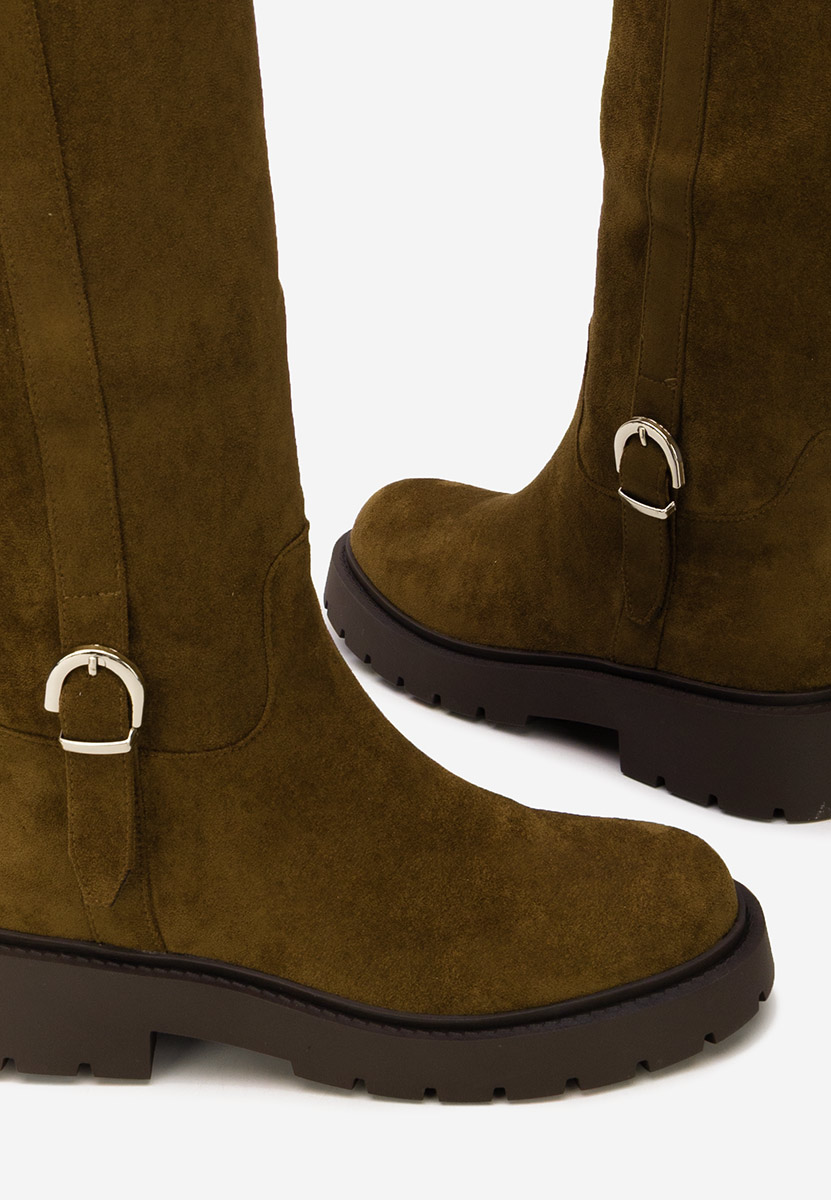 Cizme lungi fara toc Sinoma kaki