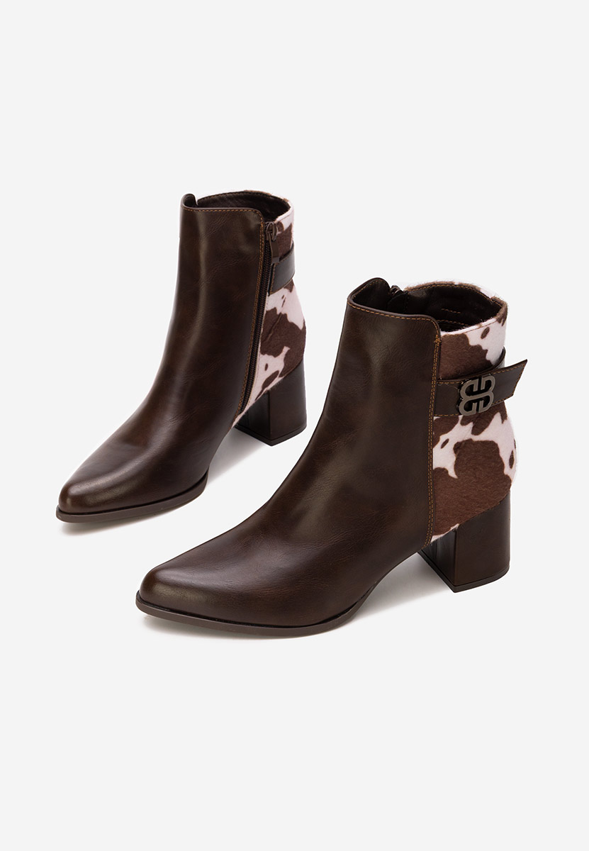 Botine cu toc gros Marivora maro