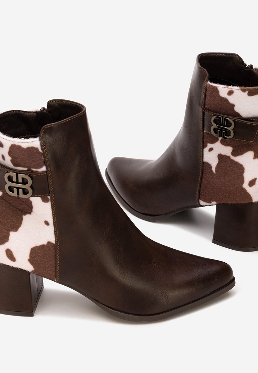 Botine cu toc gros Marivora maro