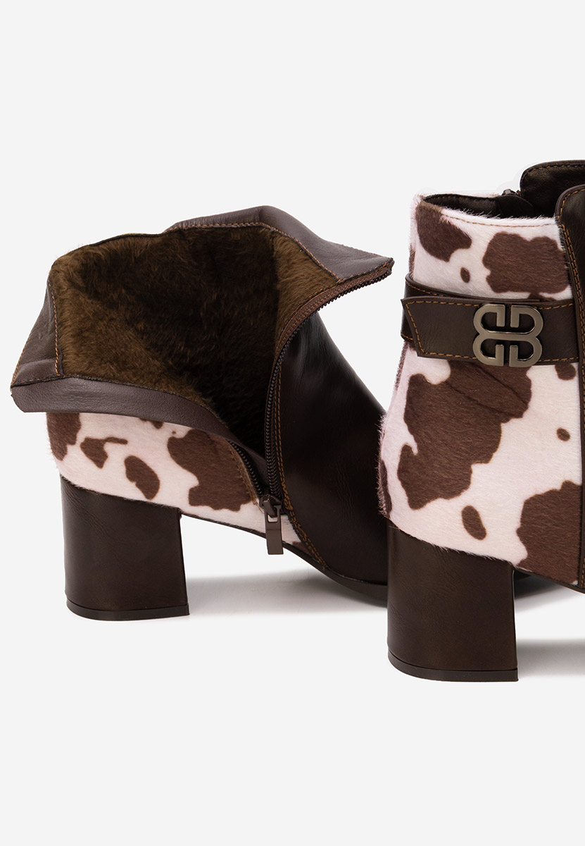 Botine cu toc gros Marivora maro