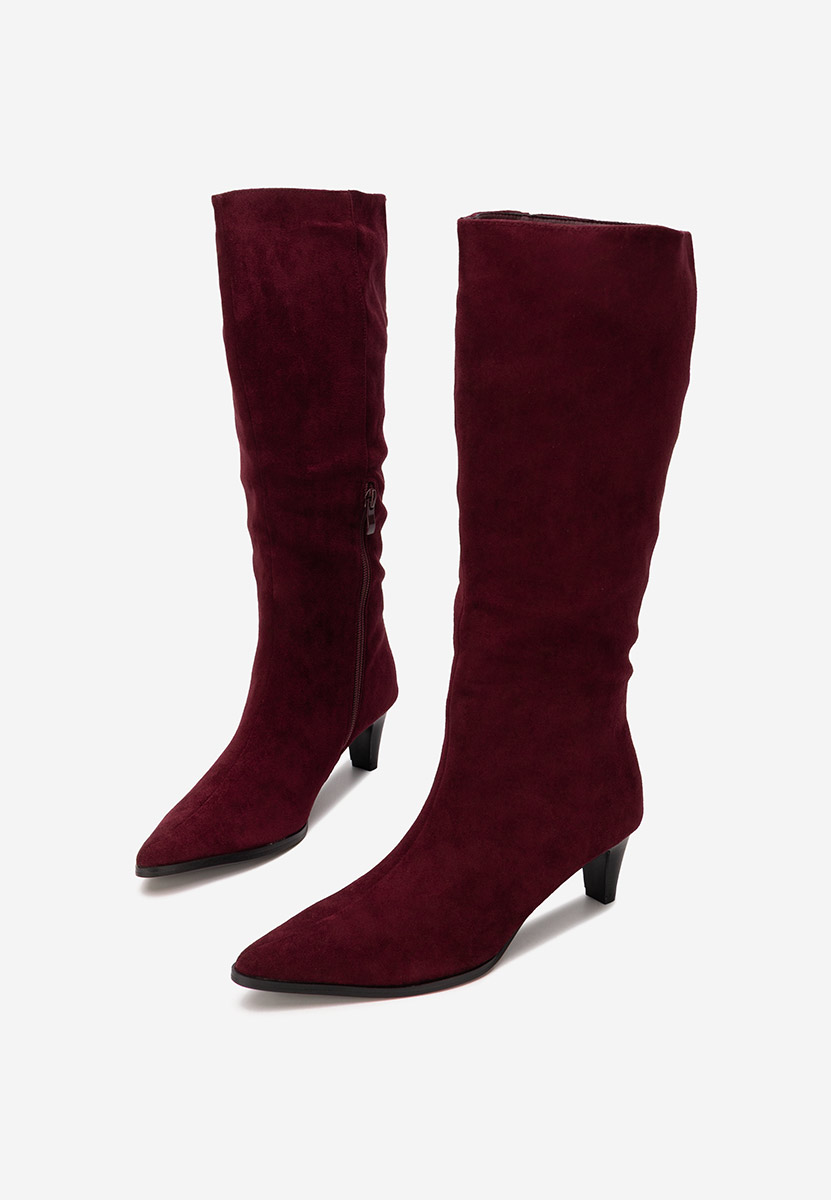 Cizme dama elegante cu toc Favora grena