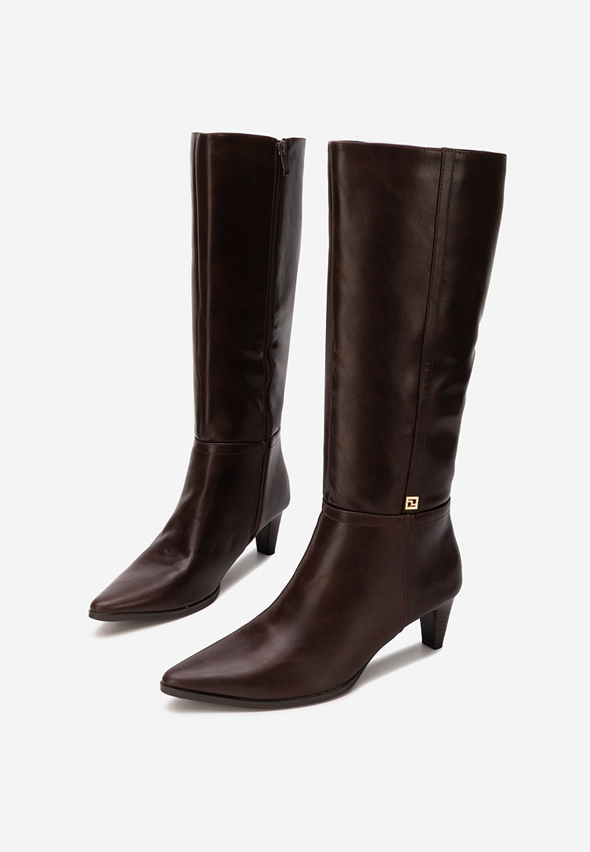 Cizme dama elegante cu toc Clorina maro