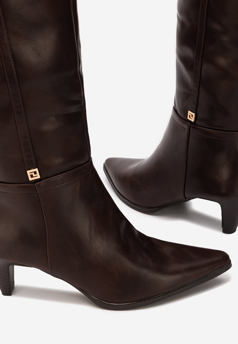 Cizme dama elegante cu toc Clorina maro