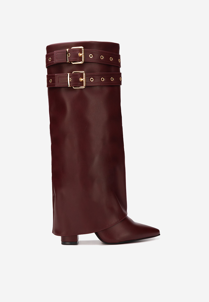 Cizme cu toc gros Eidena rosii