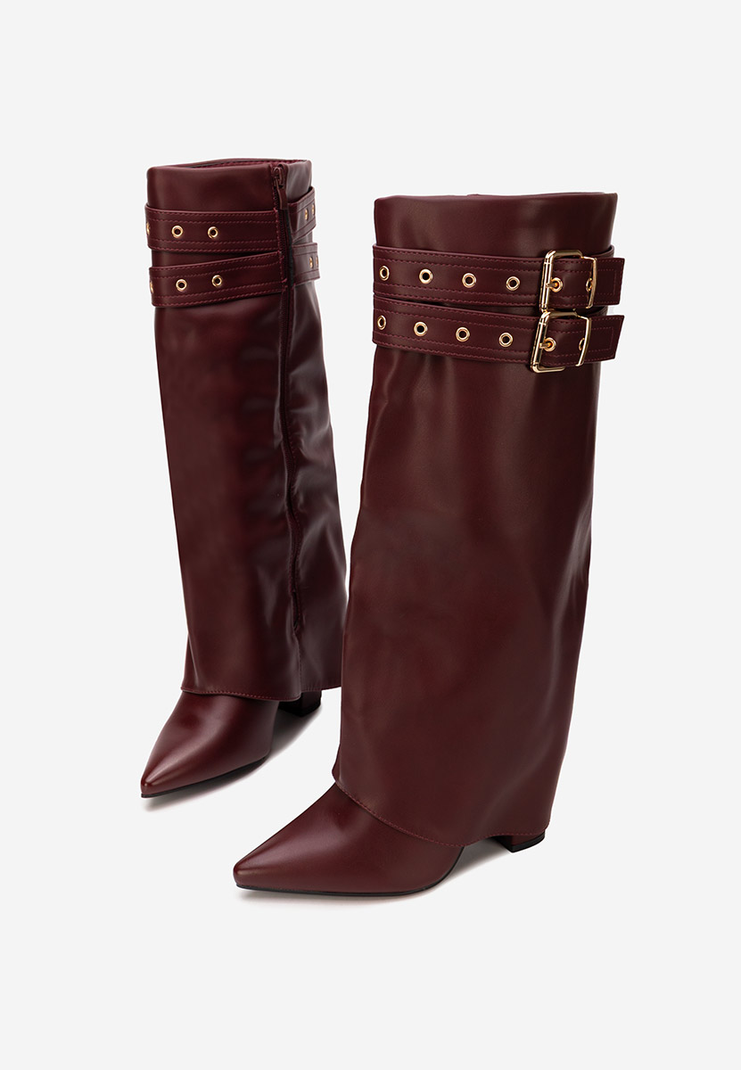 Cizme cu toc gros Eidena rosii