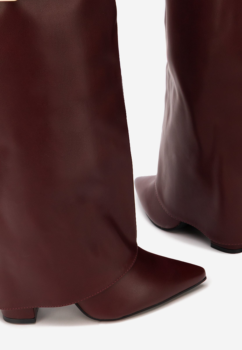 Cizme cu toc gros Eidena rosii