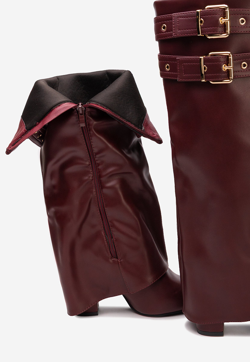 Cizme cu toc gros Eidena rosii