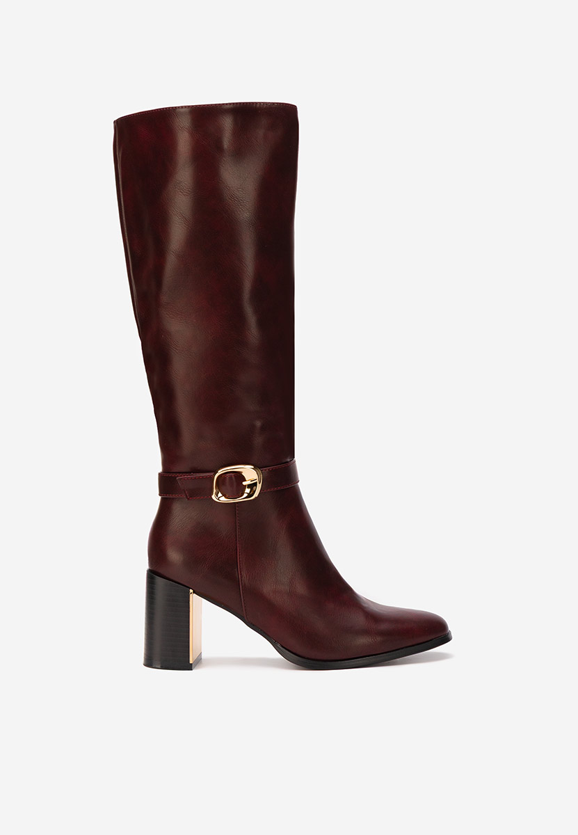 Cizme cu toc gros Aurenza grena