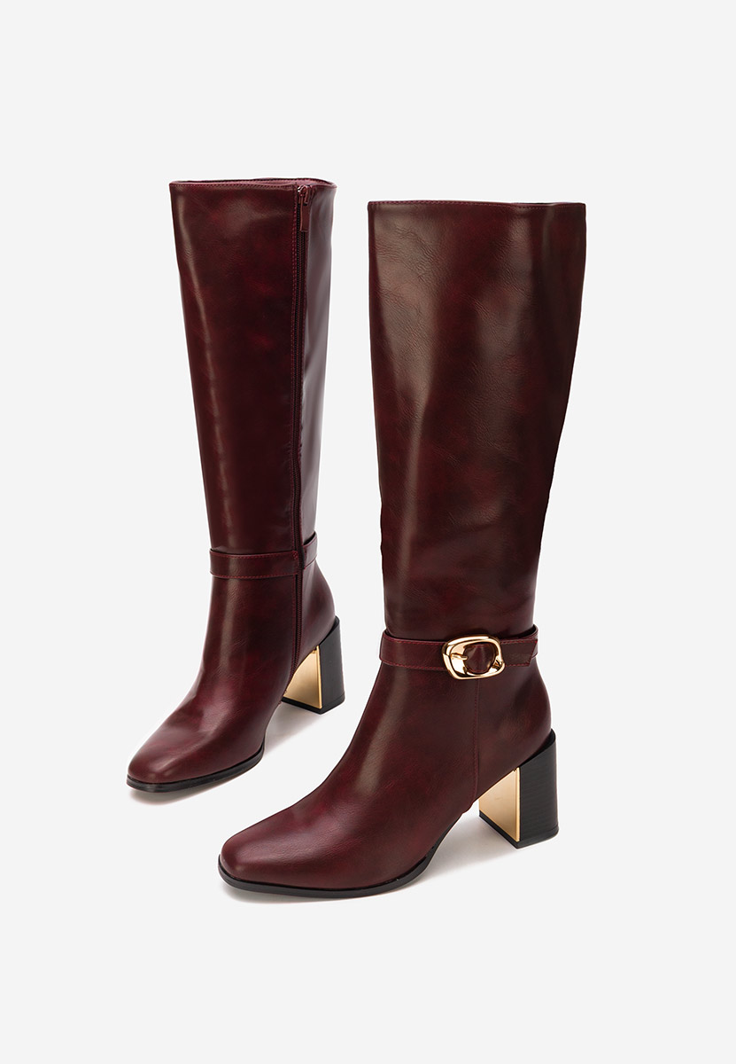 Cizme cu toc gros Aurenza grena