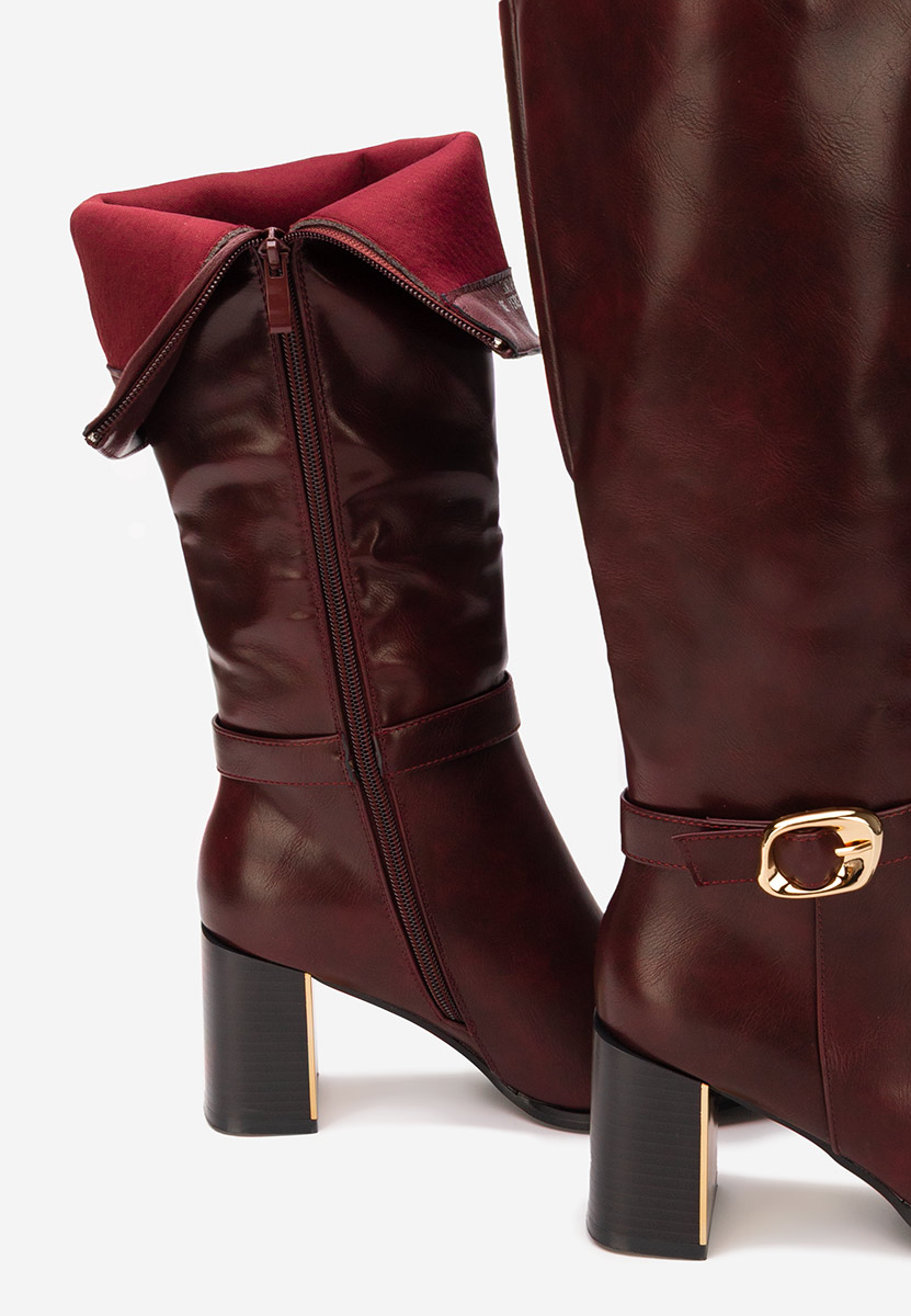 Cizme cu toc gros Aurenza grena