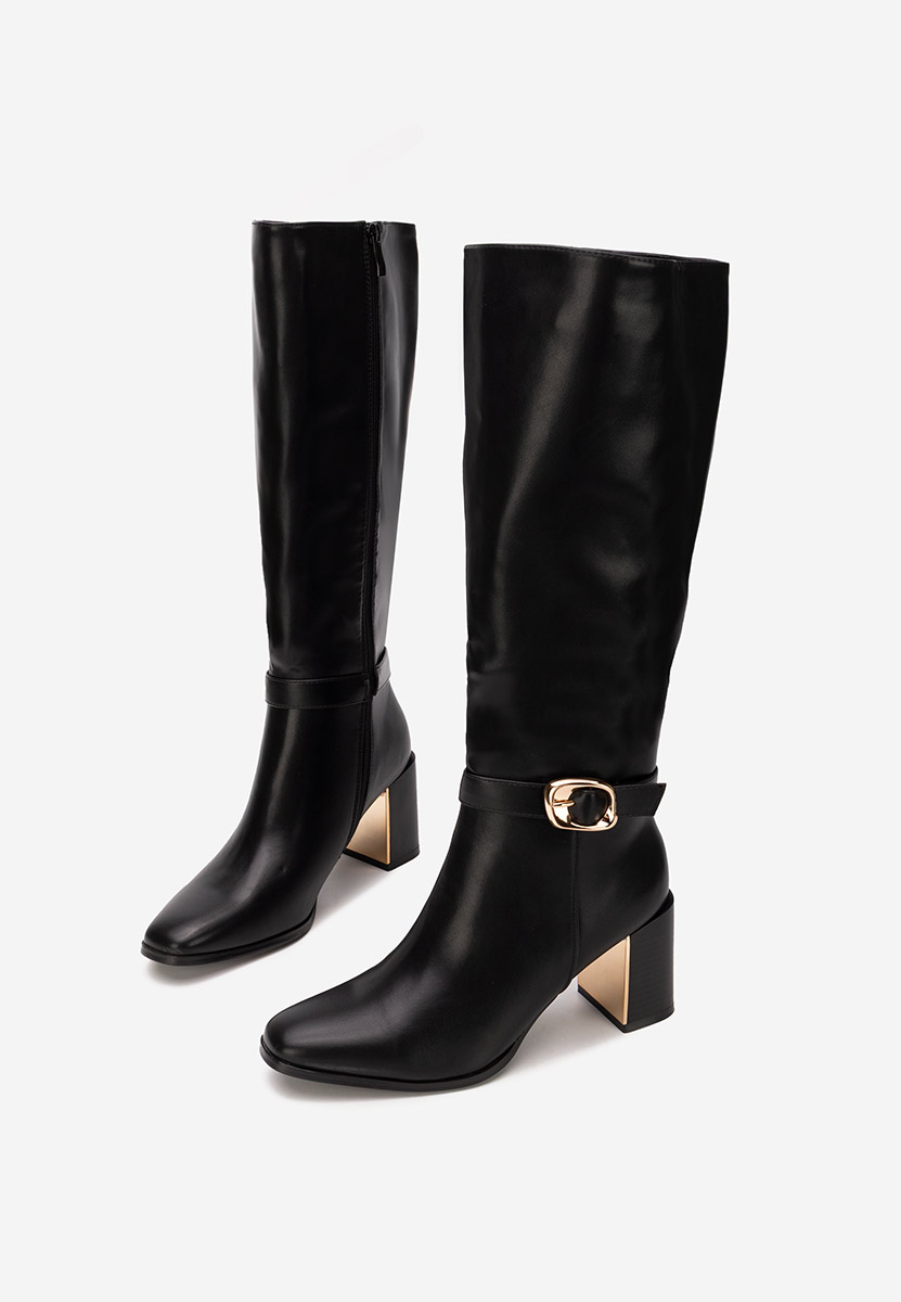 Cizme cu toc gros Aurenza negre