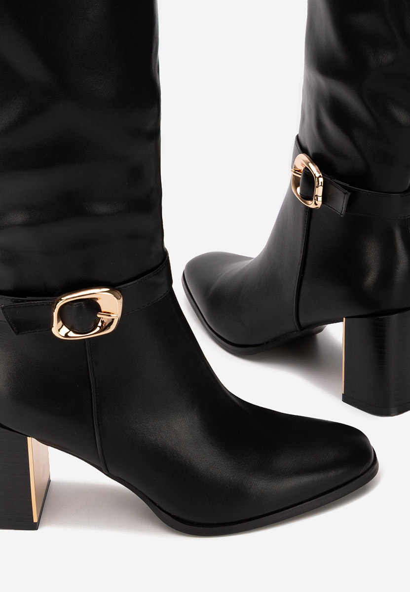 Cizme cu toc gros Aurenza negre