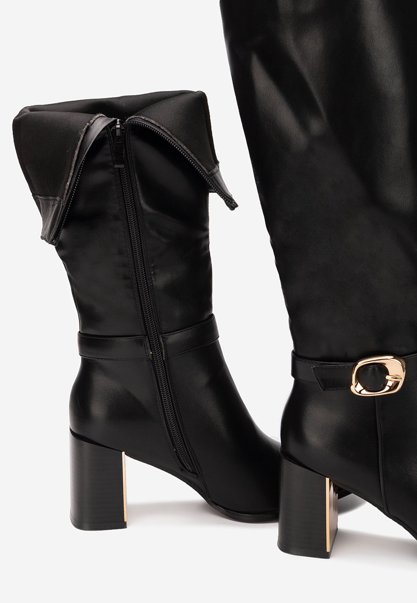 Cizme cu toc gros Aurenza negre