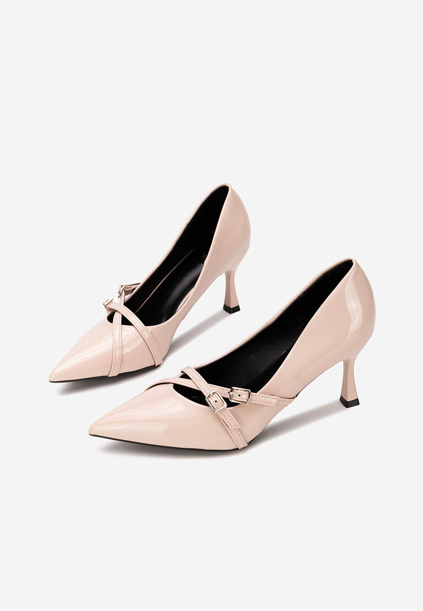 Pantofi cu toc subtire Neena bej