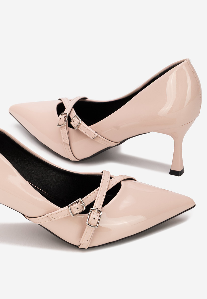 Pantofi cu toc subtire Neena bej