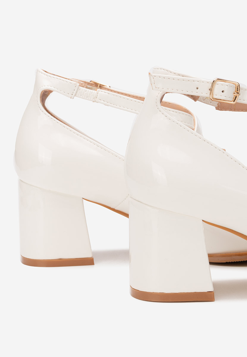 Pantofi cu toc gros Enoida albi