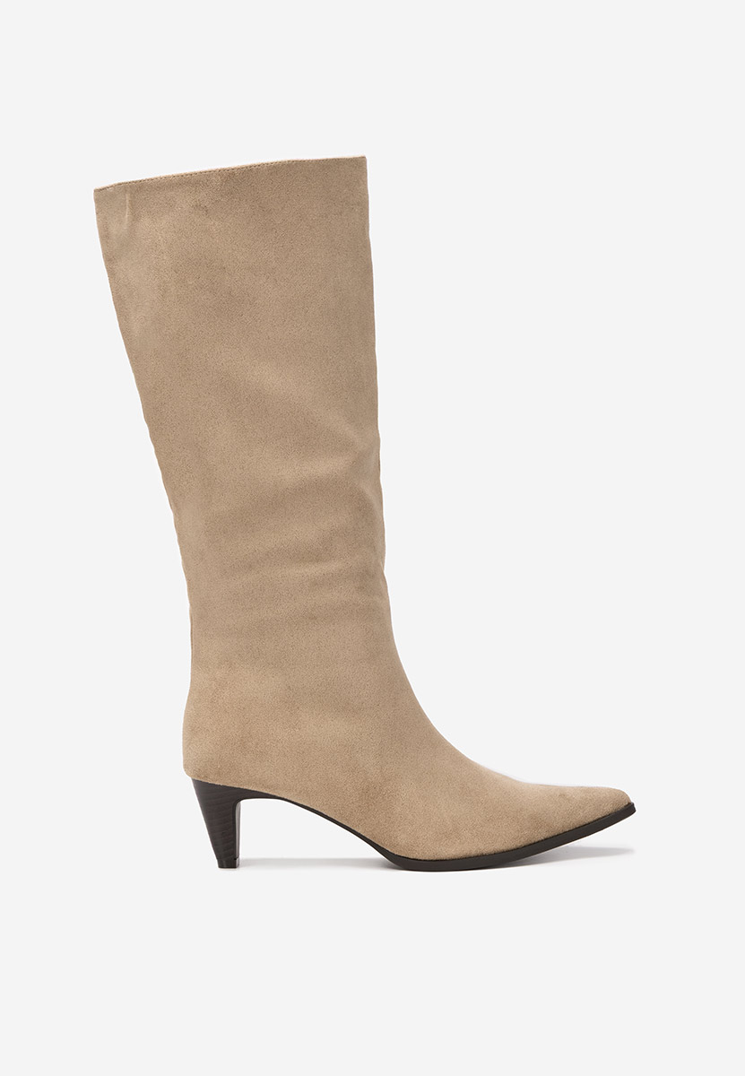 Cizme dama elegante cu toc Favora kaki