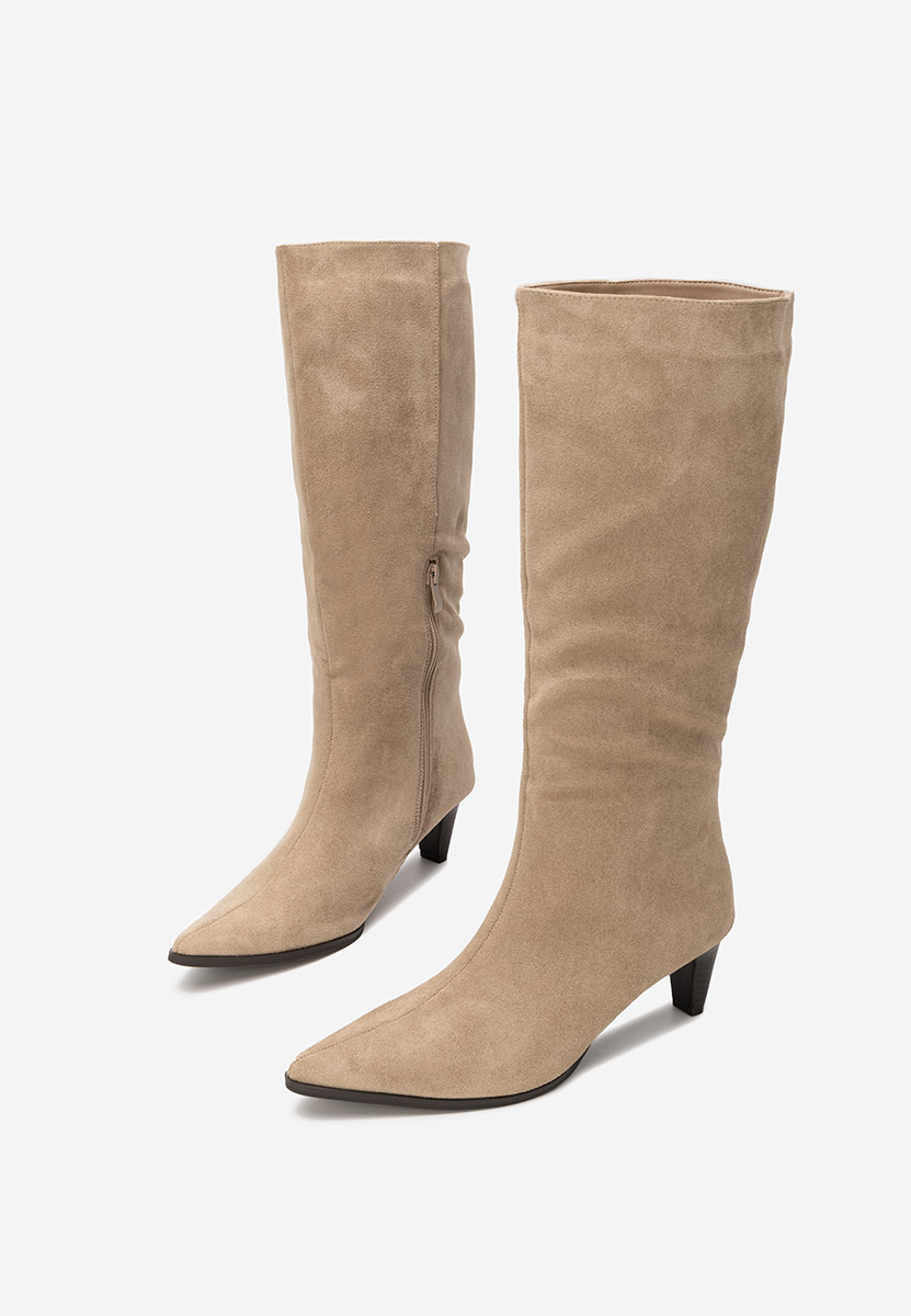 Cizme dama elegante cu toc Favora kaki