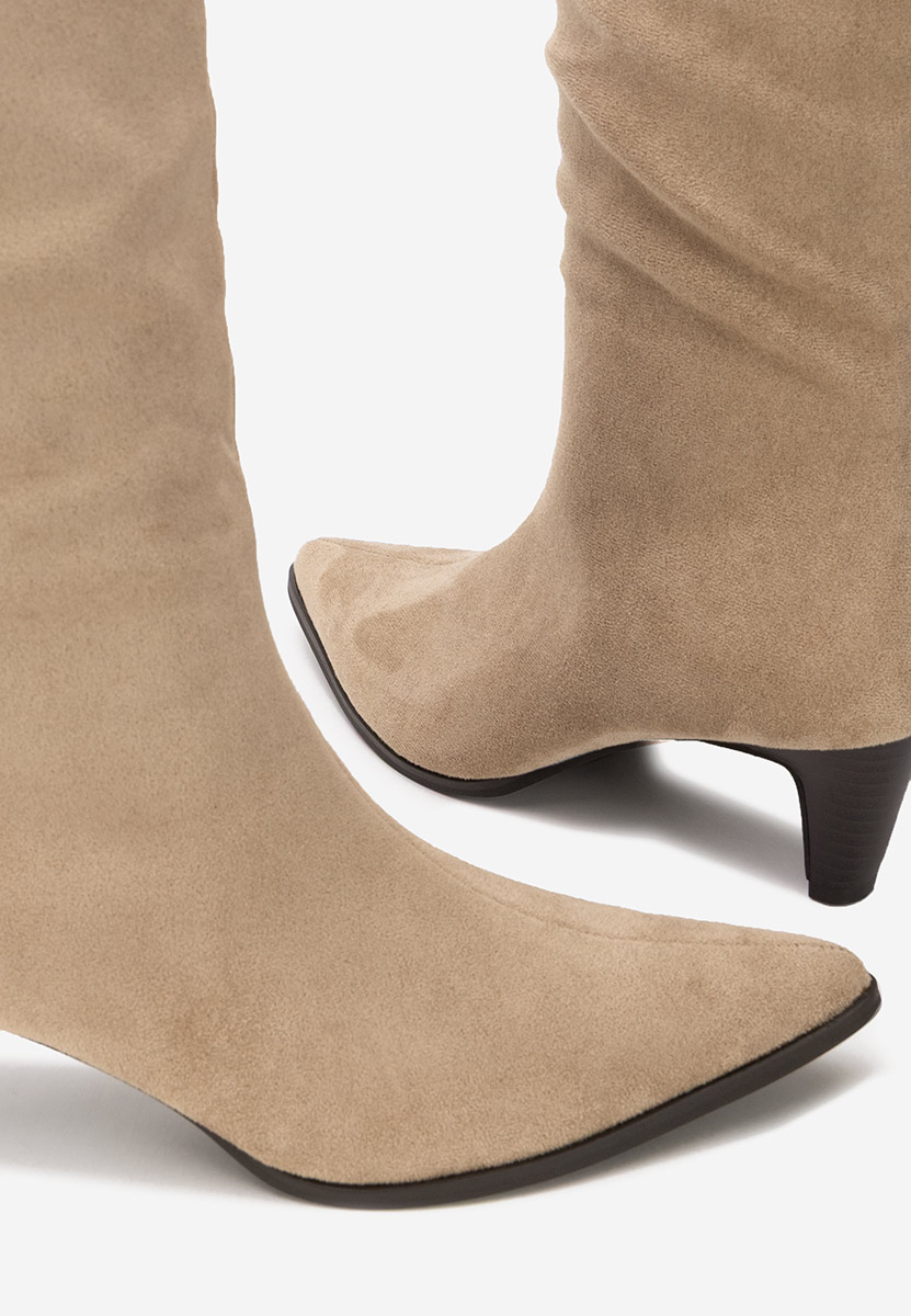 Cizme dama elegante cu toc Favora kaki