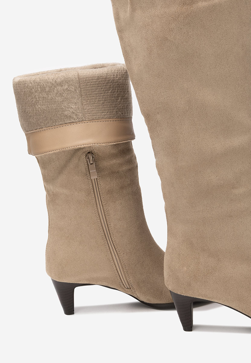 Cizme dama elegante cu toc Favora kaki