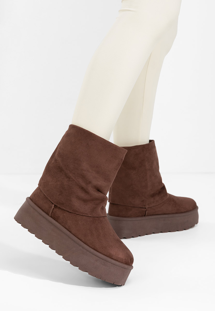 Cizme tip ugg cu platformă Janesia maro